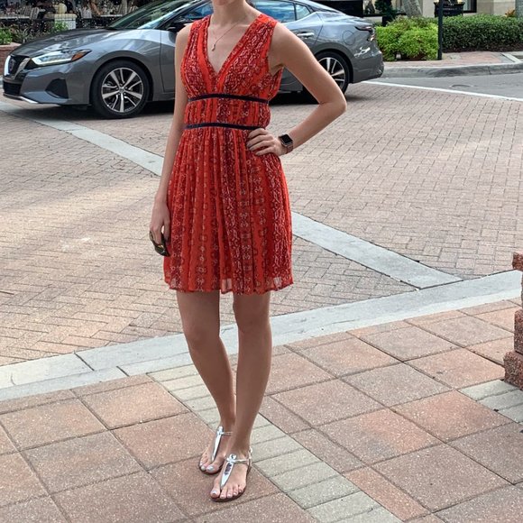 Abercrombie Orange Boho Sleeveless V-Neck Dress - Picture 6 of 7